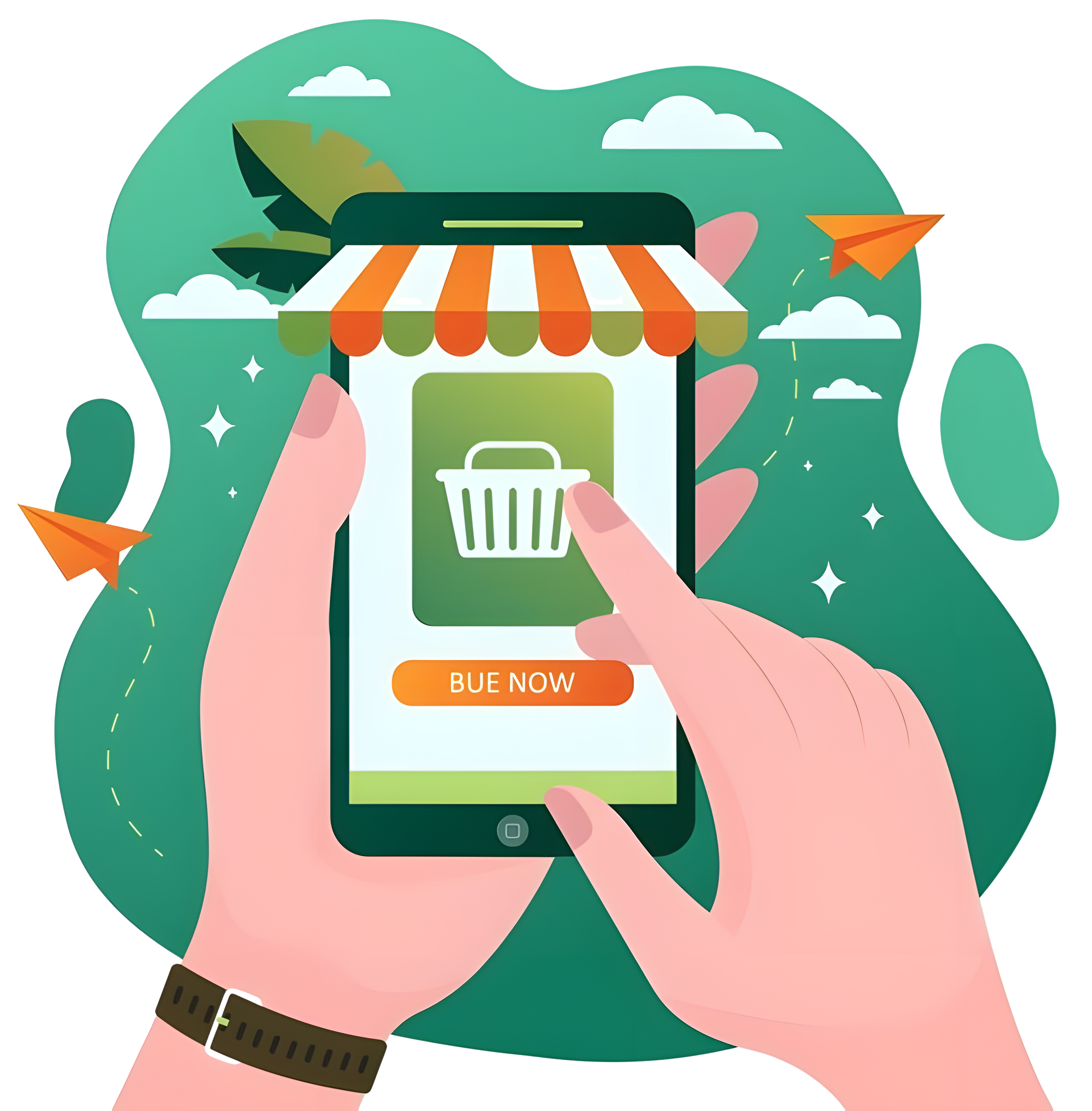 Ilustración de tienda digital en línea